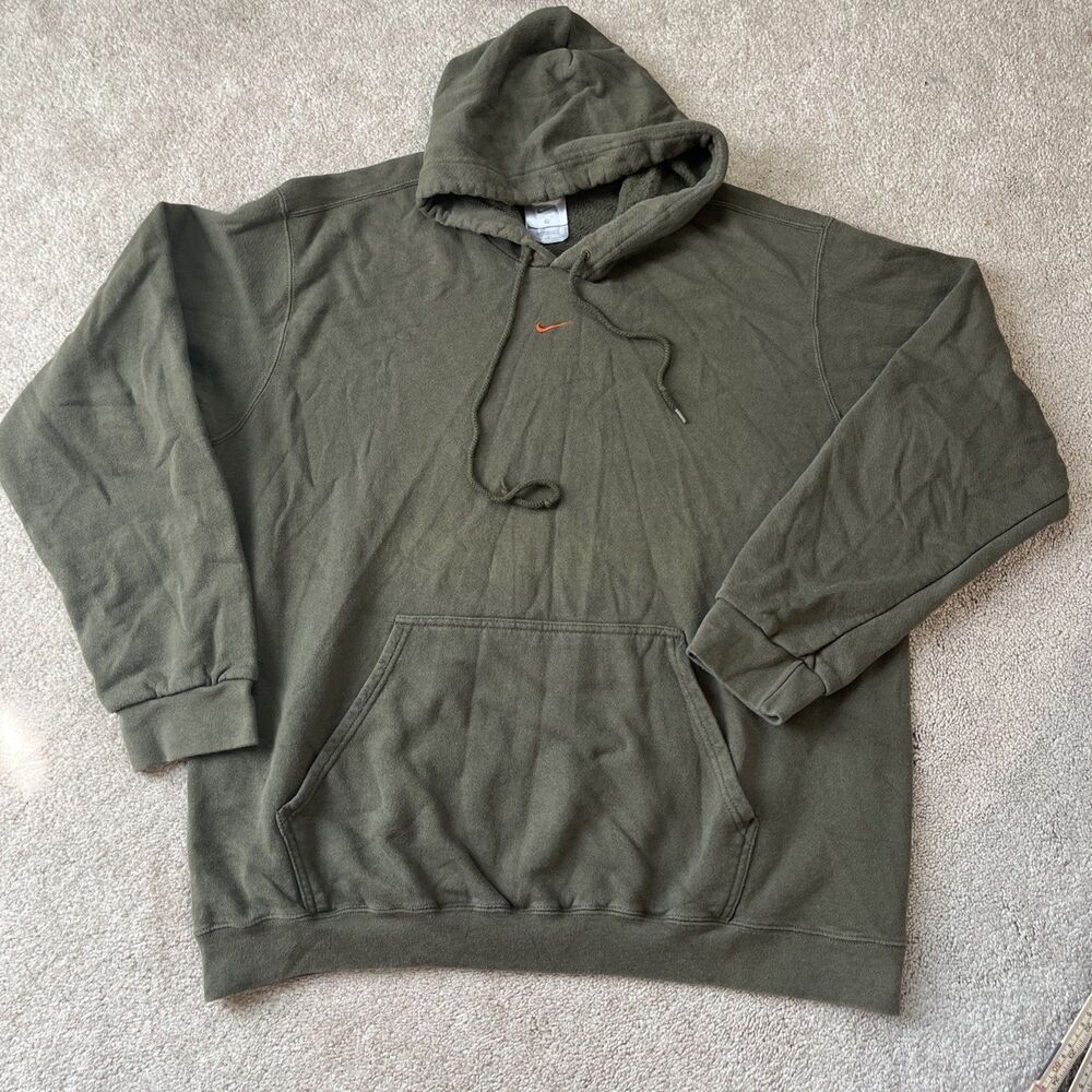 Nike Hoodie Mens XL Center Swoosh Brown Orange Sweatshirt VTG 90s Travis Scott